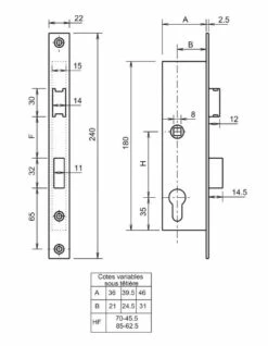 Serrure Pour Menuiserie Métallique : 1 Point - Pêne Dormant 1/2 Tour -SETIN Boutique SET 103045