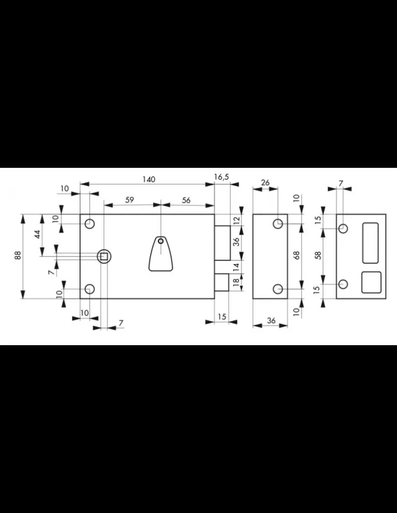 Serrure En Applique : Horizontale à Fouillot 3 Serrure En Applique : Horizontale à Fouillot