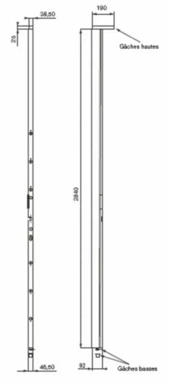 Serrure Multipoint En Applique : Gâche 16 Serrure Multipoint En Applique : Gâche -SETIN Boutique SET 14876