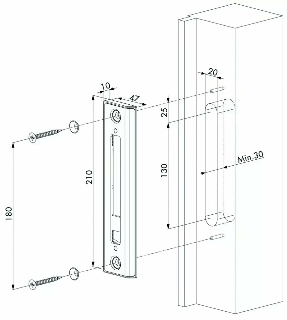 Serrure De Grille à Larder : Gâche Pour Serrure à Crochet H-Wood 4 Serrure De Grille à Larder : Gâche Pour Serrure à Crochet H-Wood – Image 2