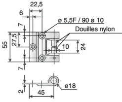 Serrure De Porte Verre Stremler : En Applique - Réversible