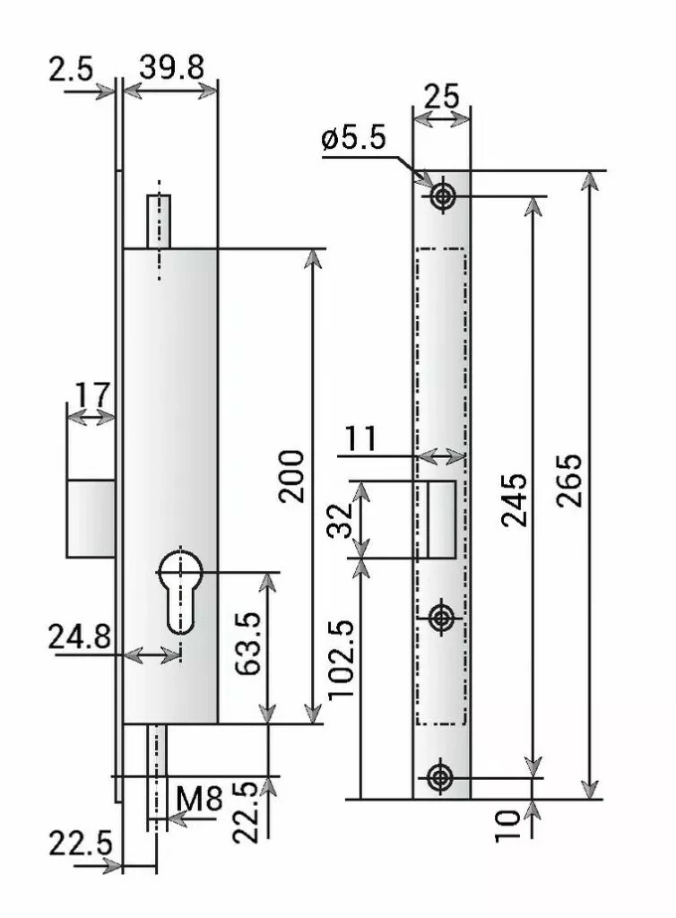 Serrure Pour Menuiserie Métallique : 3 Points - 1 Latéral + Haut Et Bas - Pêne Dormant 4 Serrure Pour Menuiserie Métallique : 3 Points - 1 Latéral + Haut Et Bas - Pêne Dormant – Image 2