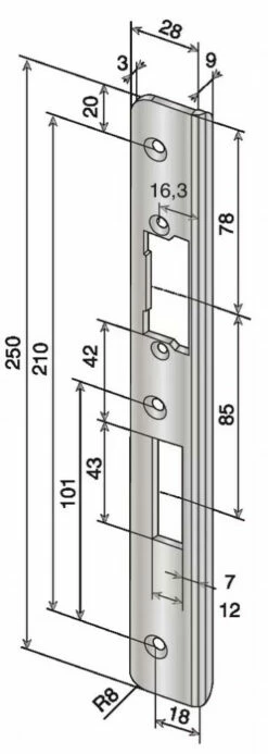 Verrouillage : Têtière Pour Gâche Encastrée 33 Verrouillage : Têtière Pour Gâche Encastrée -SETIN Boutique SET 32819