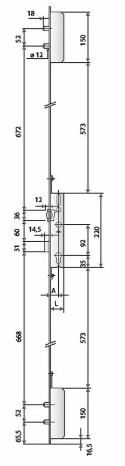 Serrure Pour Menuiserie Métallique : 3 Points Latéraux TF3 Pour Profils Aciers -SETIN Boutique SET 33973