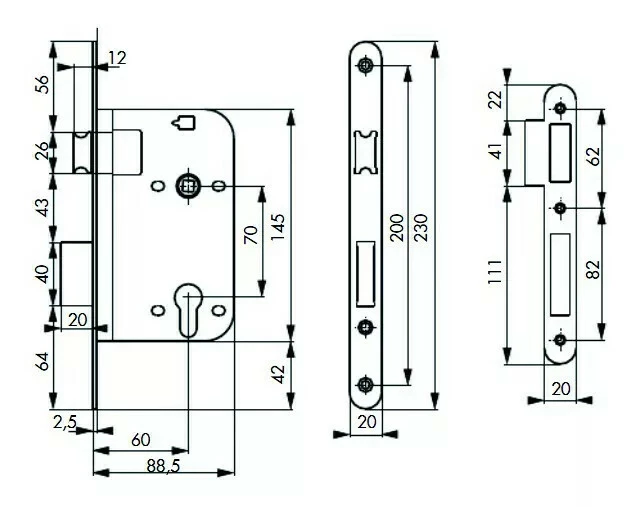 Serrure à Larder Axe à 60 Mm 4 Serrure à Larder Axe à 60 Mm – Image 2