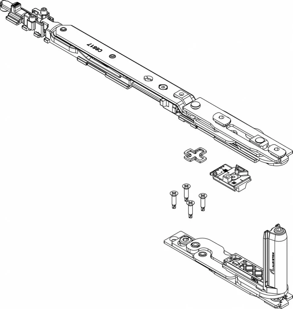 Ferrure Giesse Aluminium Pour Gorge Européenne : Kit De Paumelles Et Compas CHIC 3D 100 3 Ferrure Giesse Aluminium Pour Gorge Européenne : Kit De Paumelles Et Compas CHIC 3D 100