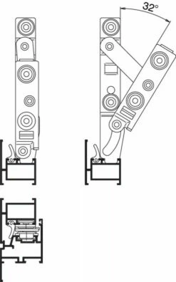 Ferrure Giesse Aluminium Pour Gorge Européenne : Paumelle Pour Vasistas (la Paire) -SETIN Boutique SET 75340