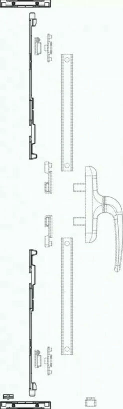 Ferrure Giesse Aluminium Pour Gorge Européenne : Kit 2ème Vantail Semi-fixe Verrous Réglables
