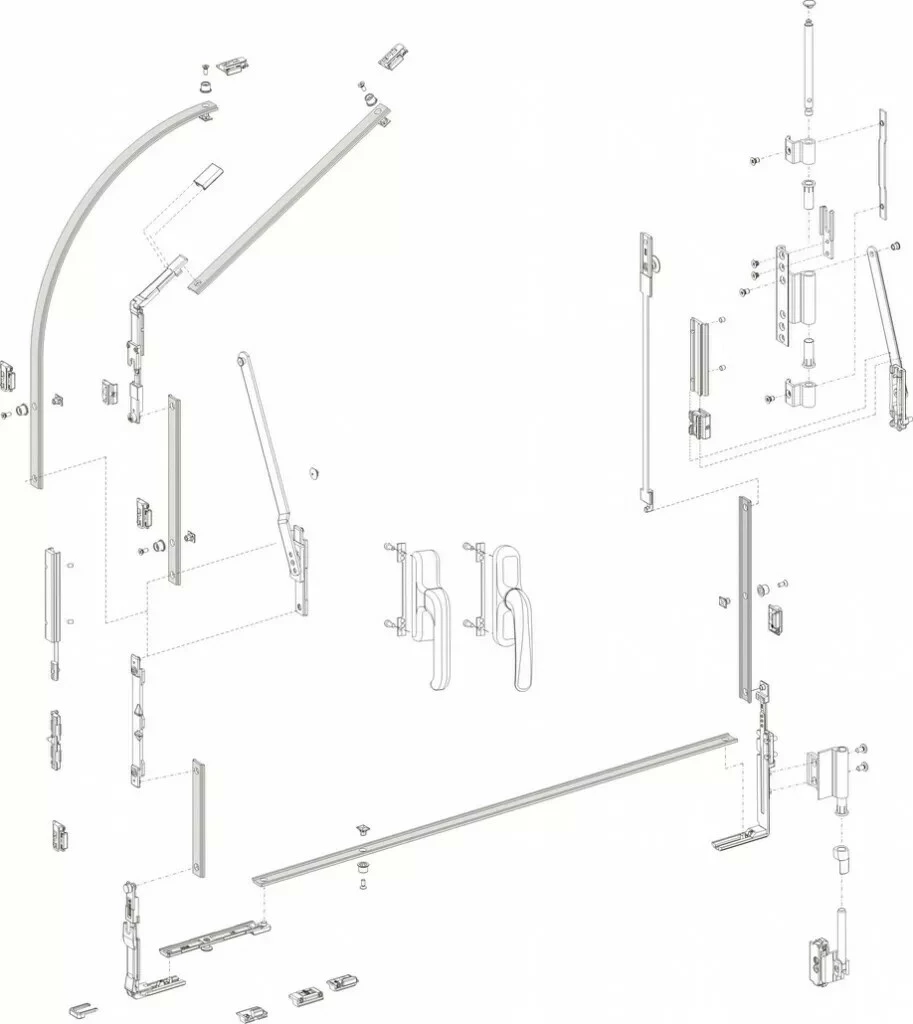 Ferrure Giesse Aluminium Pour Gorge Européenne : Mécanisme OB FUTURA 3D Cintré Et Trapèze 4 Ferrure Giesse Aluminium Pour Gorge Européenne : Mécanisme OB FUTURA 3D Cintré Et Trapèze – Image 2
