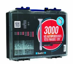 Vis Autoperceuse : Coffret 3000 Vis Autoperceuses Tête Fraisée 120° Cruciforme - Acier Zingué