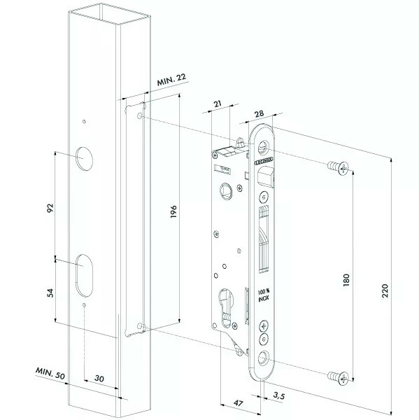 Serrure De Portail à Encastrer Locinox 4 Serrure De Portail à Encastrer Locinox – Image 2