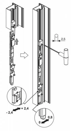 Ferrure Giesse Aluminium Pour Gorge Européenne : Verrou INCA Vantail Semi-fixe OB FUTURA